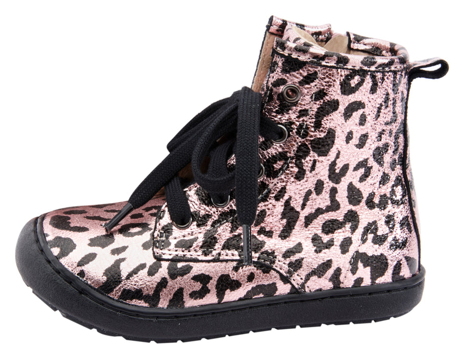 Old Soles Girl's 9005 Swagger High Top Lace Sneaker Boots - Washed Pink metallic