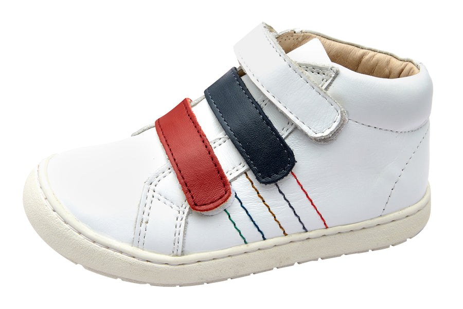 Old Soles Girl's and Boy's Tour Space Leather Sneakers - Snow/Navy/Red