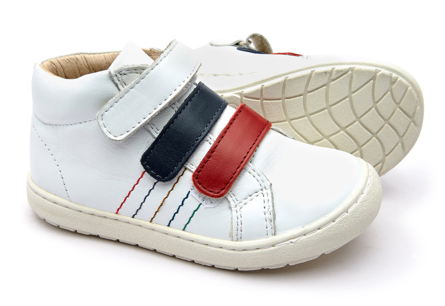 Old Soles Girl's and Boy's Tour Space Leather Sneakers - Snow/Navy/Red