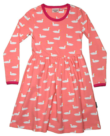 Moromini 945 Pink Duck Long Sleeve Twirly Dress