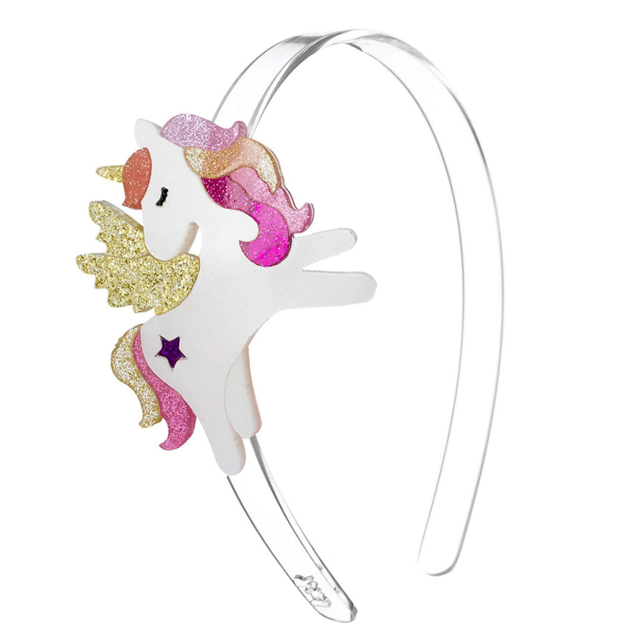 Lilies & Roses NY Winged Unicorn Coral Glitter Headband