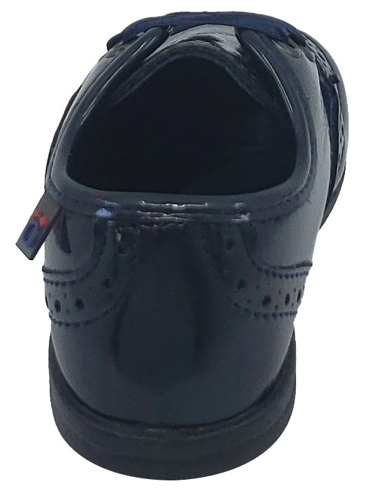 Conguitos Soft Patent Leather Wingtip Navy Toddler Mocassin for Boy's and Girl's