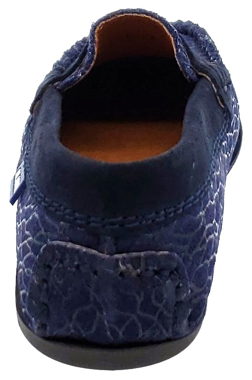 Atlanta Mocassin Girl's and Boy's Embellished Suede Penny Loafers, Navy Suede
