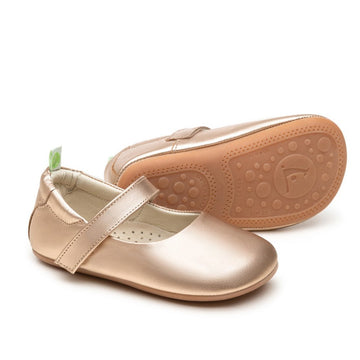 Tip Toey Joey Girl's Dolly Mary Jane Shoes, Metalic Salmon