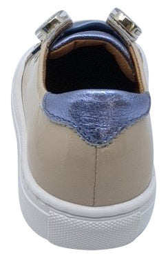 Atlanta Mocassin Girl's Patent Leather Stud Sneaker, Violet/Beige/Blue
