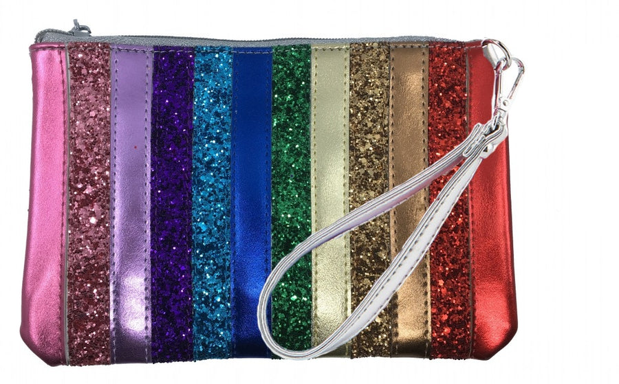 Bari Lynn Girl's Rainbow Wristlet Clutch and Chain Handbag
