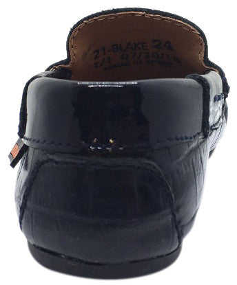 Andago by Venettini Boy's Blake Crocodile Leather Patent Back Slip On Moccasin Loafer