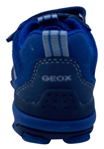 Geox Respira Boy's J Buller Double Hook and Loop Sneaker Shoes, Navy/Grey