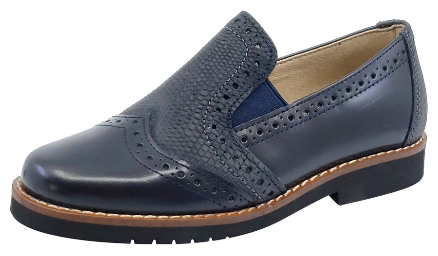 Maria Catalan Boy's & Girl's Marino Navy Smooth Slip On Moccasin Loafer Shoe