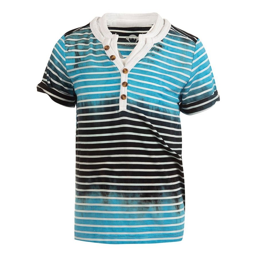 Appaman Hilltop Henley Cyan Stripe Short Sleeve Shirt
