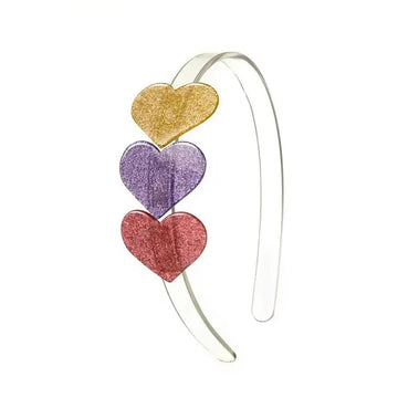 Lilies & Roses NY VAL Cece Multi Heart Headband, Gold/Purple/Vintage Pink