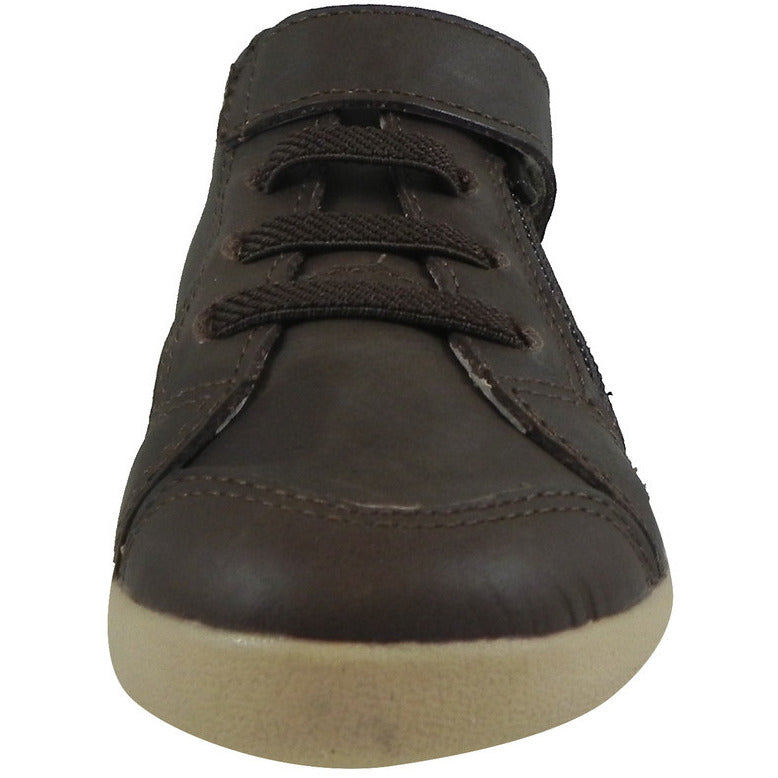 Old Soles Boy's 369 Brown Sure Step Leather Zip Up Stretch Lace Sneakers - Just Shoes for Kids
 - 4