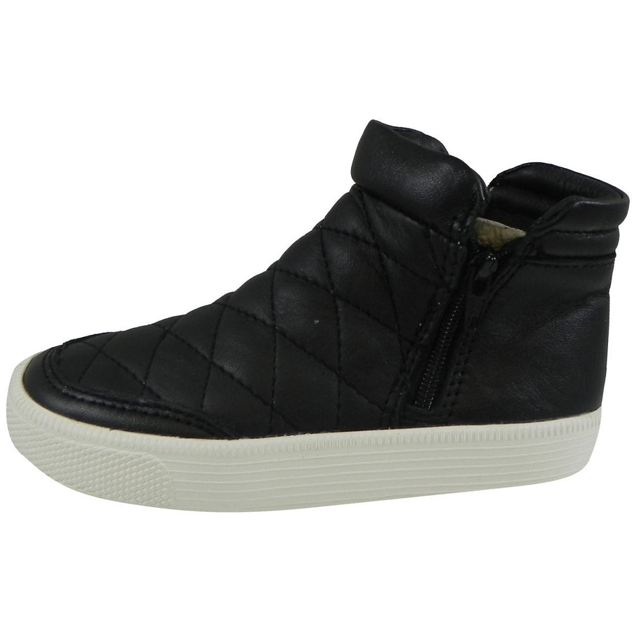 Old Soles 1040 Boy's and Girl's Zip Daley Black Quilted Leather Zipper High Top Sneaker Shoe - Just Shoes for Kids
 - 2
