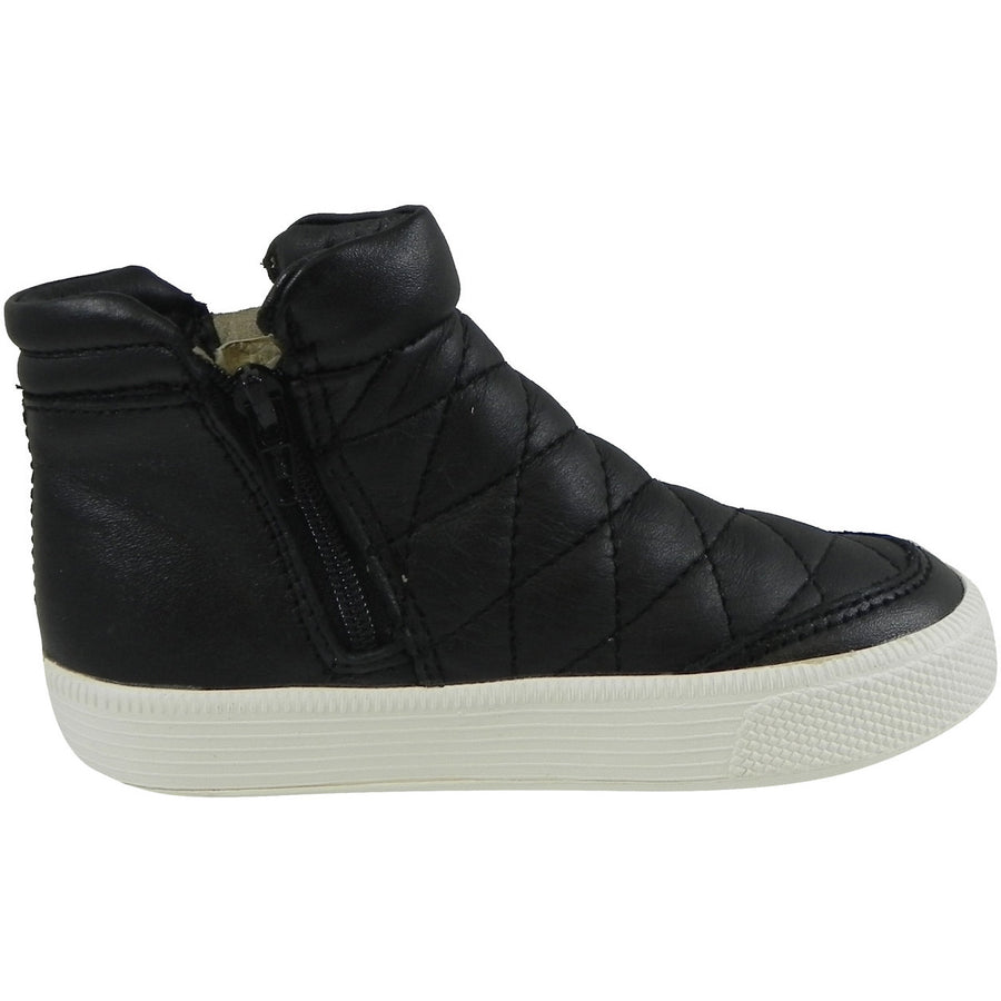 Old Soles 1040 Boy's and Girl's Zip Daley Black Quilted Leather Zipper High Top Sneaker Shoe - Just Shoes for Kids
 - 3
