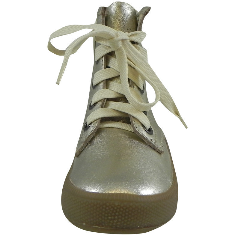 Old Soles Girl's 1023 Swag High Top Gold Leather Zip Up Stretch Lace Sneaker Boots - Just Shoes for Kids
 - 4