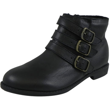 Old Soles Girl's 2015 Buckle Up Black Leather Three Buckle Bootie Boots - Just Shoes for Kids
 - 1