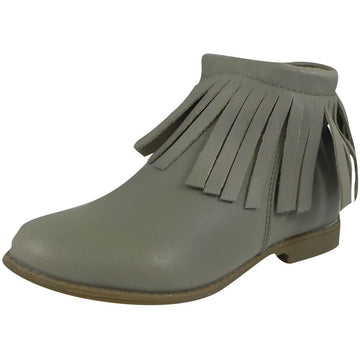 Old Soles Girl's 2012 Grey Ever Boot Leather Fringe Zipper Bootie Shoe - Just Shoes for Kids
 - 1