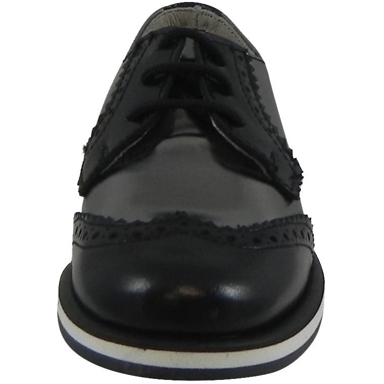 Hoo Shoes Charlie's Kid's Metallic Leather Platform Lace Up Oxford Loafer Shoes Pewter Black - Just Shoes for Kids
 - 5