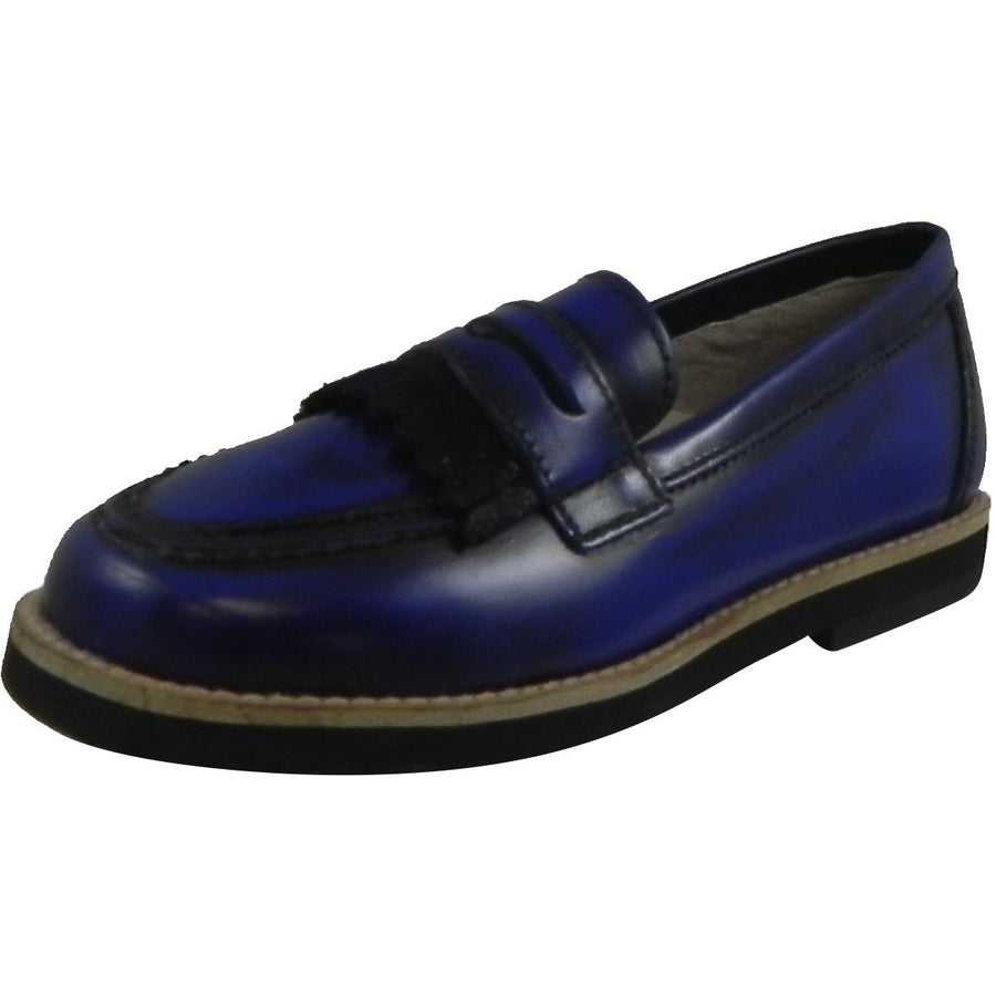 Hoo Shoes Mark's Boy's Classic Leather Slip On Oxford Loafer Shoes Royal Blue - Just Shoes for Kids
 - 1