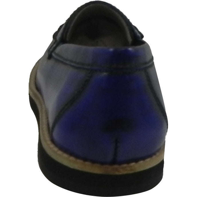 Hoo Shoes Mark's Boy's Classic Leather Slip On Oxford Loafer Shoes Royal Blue - Just Shoes for Kids
 - 3