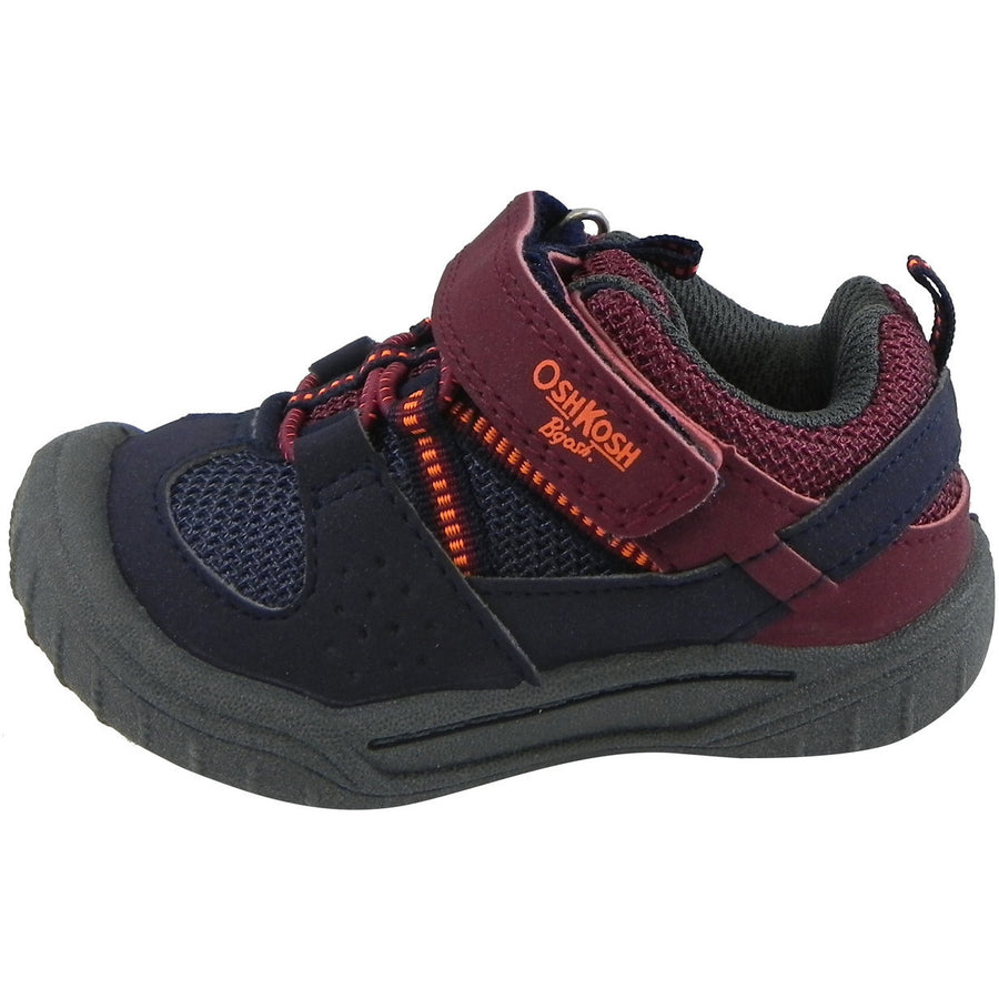 OshKosh Boy's Hallux Elastic Lace Hook and Loop Slip On Adventure Sneaker Navy/Burgundy - Just Shoes for Kids
 - 2