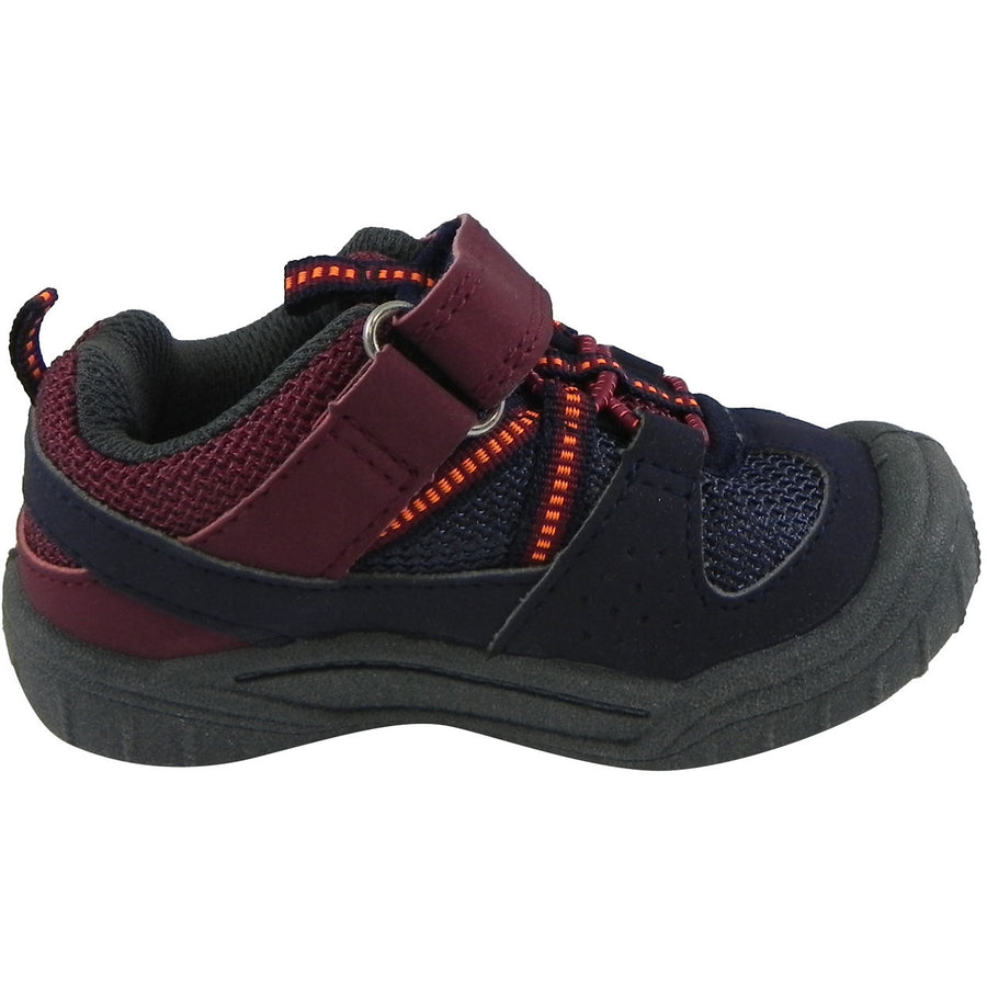 OshKosh Boy's Hallux Elastic Lace Hook and Loop Slip On Adventure Sneaker Navy/Burgundy - Just Shoes for Kids
 - 4