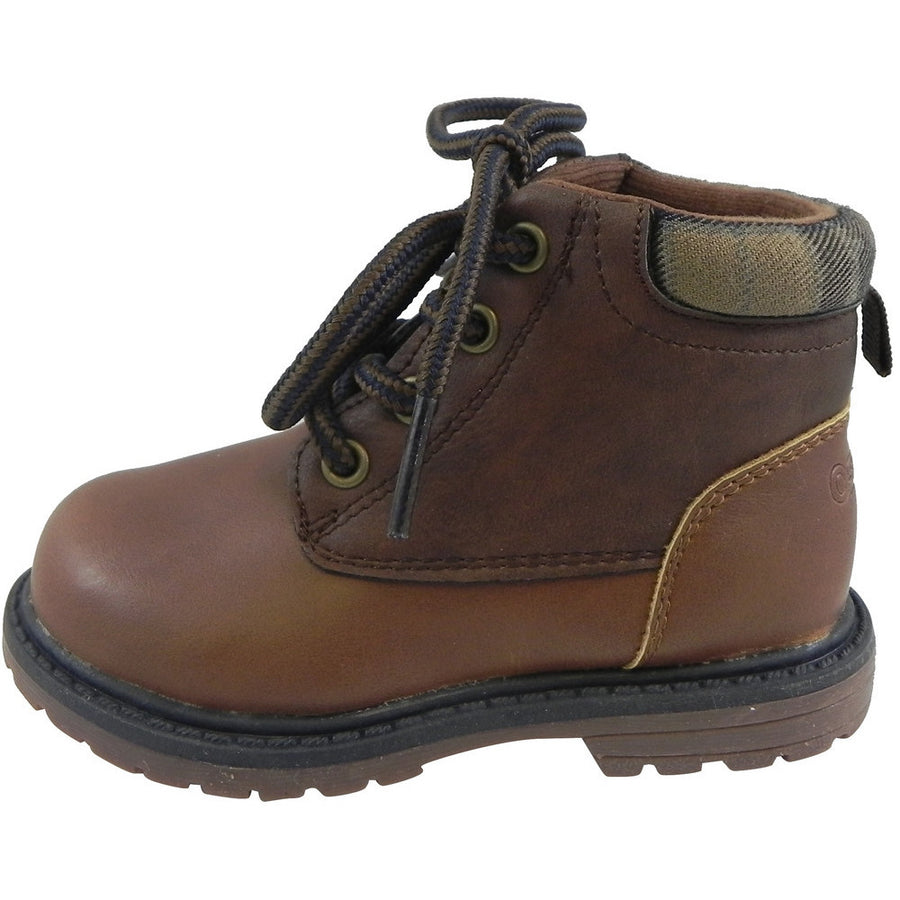 OshKosh Boy's Chandler Plaid Classic Lace Up Ankle Boots Brown - Just Shoes for Kids
 - 2