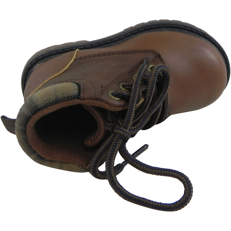 OshKosh Boy's Chandler Plaid Classic Lace Up Ankle Boots Brown – Just Shoes  for Kids