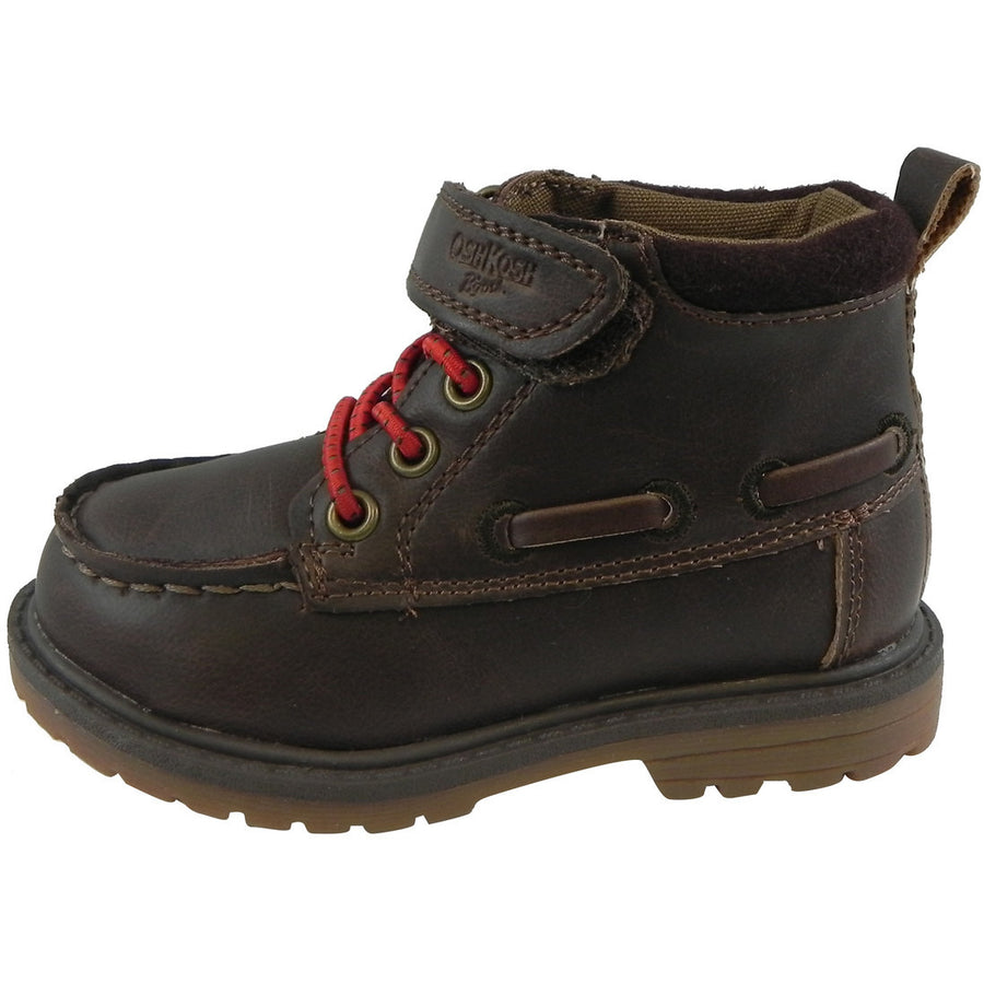 OshKosh Boy's Joey Classic Leather Stretch Laces Hook and Loop Slip On Boots Brown - Just Shoes for Kids
 - 2