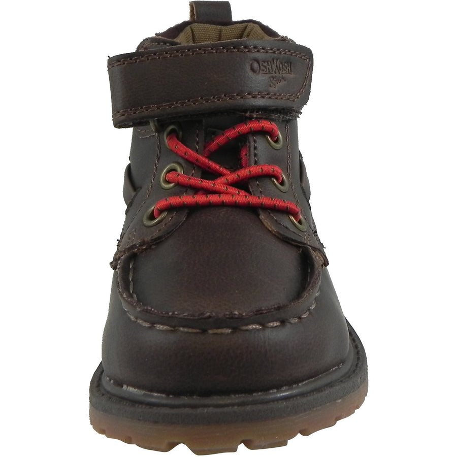 OshKosh Boy's Joey Classic Leather Stretch Laces Hook and Loop Slip On Boots Brown - Just Shoes for Kids
 - 5