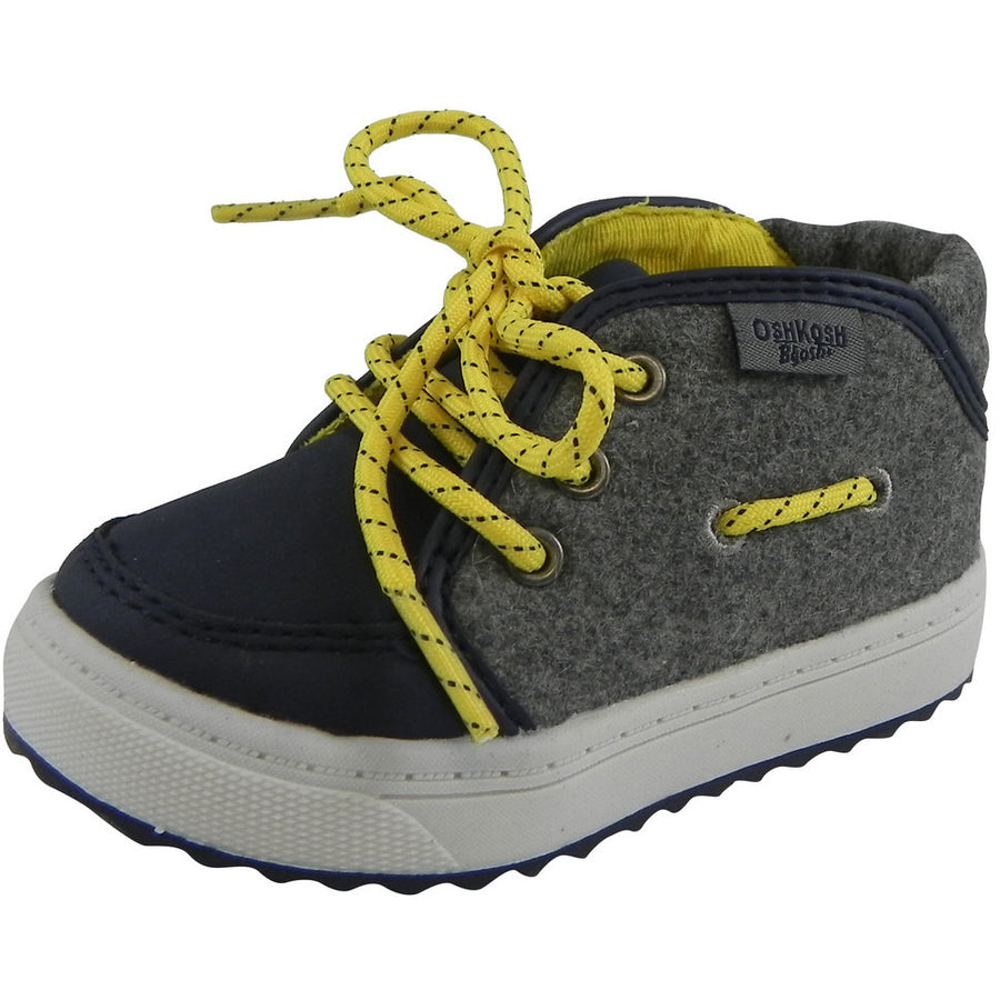 OshKosh Boy's Soft Felt Leather High Top Lace Up Sneakers Navy - Just Shoes for Kids
 - 1