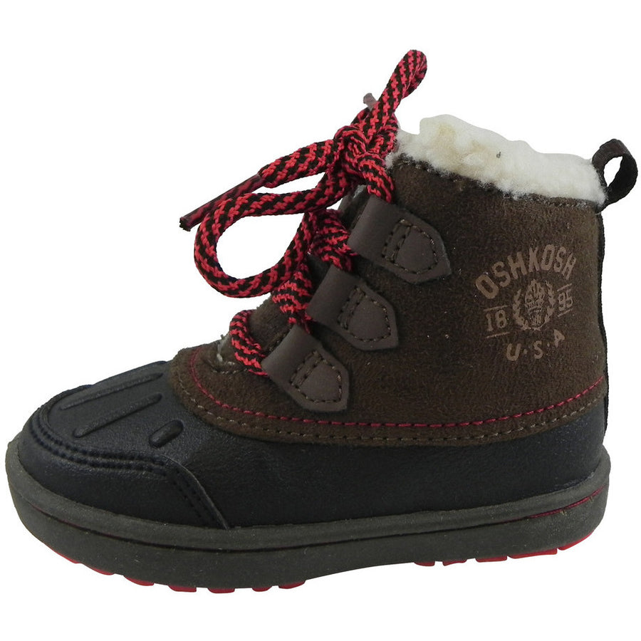 OshKosh Boy's Harrison Lace Up Extra Warm Winter Boots Black/Brown - Just Shoes for Kids
 - 2