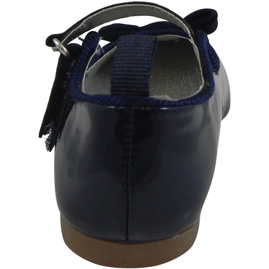 OshKosh Girl's Bella Patent Leather Hook and Loop Bow Mary Jane Flats Navy - Just Shoes for Kids
 - 3