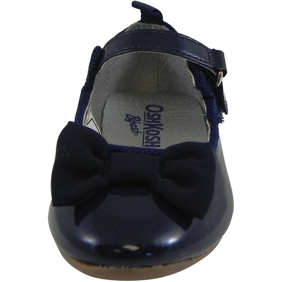 OshKosh Girl's Bella Patent Leather Hook and Loop Bow Mary Jane Flats Navy - Just Shoes for Kids
 - 5