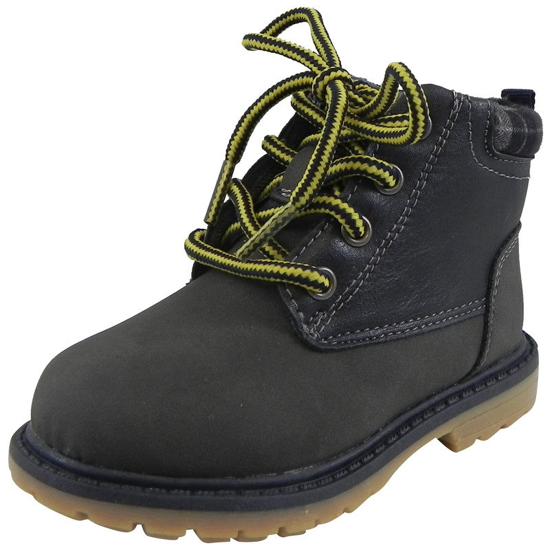OshKosh Boy's Chandler Plaid Classic Lace Up Ankle Boots Navy - Just Shoes for Kids
 - 1