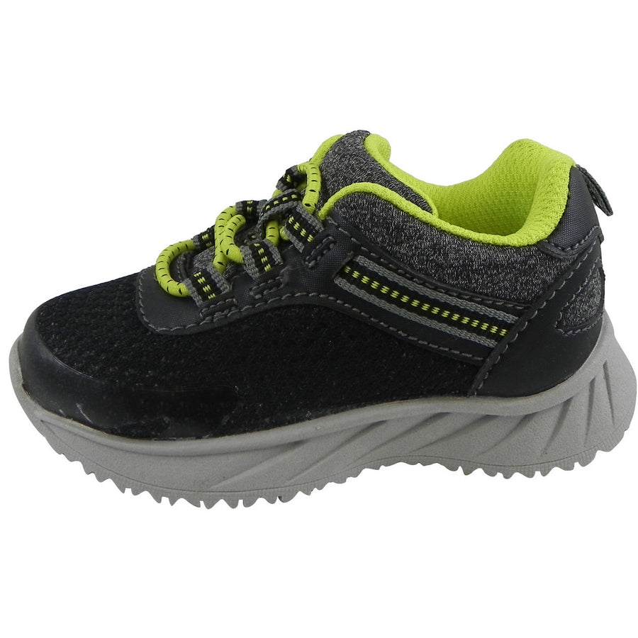 OshKosh Boy's Surge Mesh Stretch Lace Slip On Sneaker Black/Lime - Just Shoes for Kids
 - 2