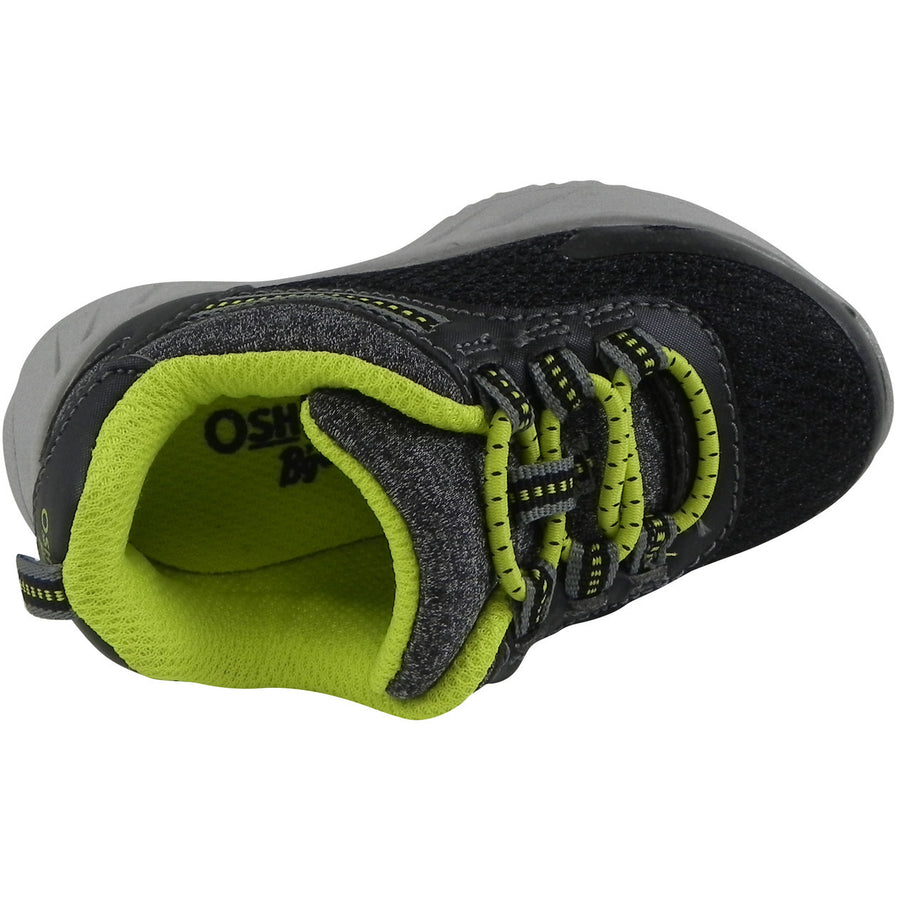 OshKosh Boy's Surge Mesh Stretch Lace Slip On Sneaker Black/Lime - Just Shoes for Kids
 - 6