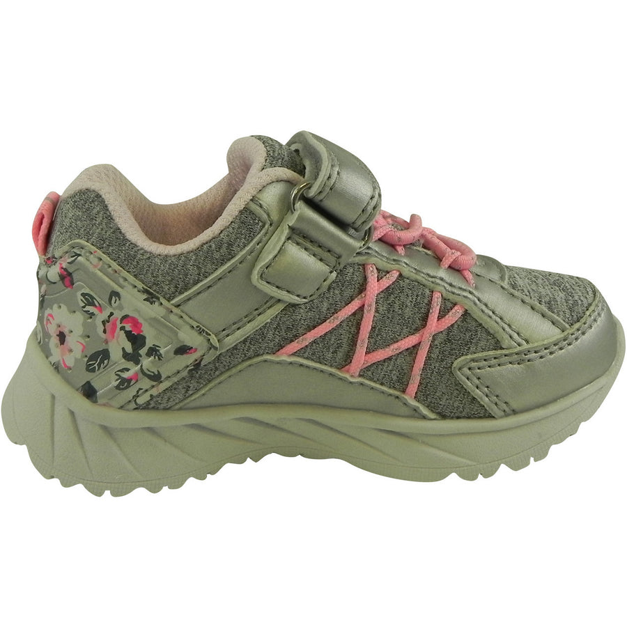 OshKosh Girl's Rivet Design Slip On Hook and Loop Sneaker Light Grey/Pink - Just Shoes for Kids
 - 4