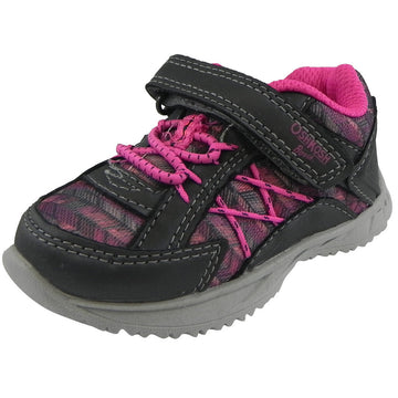 OshKosh Girl's Rivet Design Slip On Hook and Loop Sneaker Grey/Pink - Just Shoes for Kids
 - 1