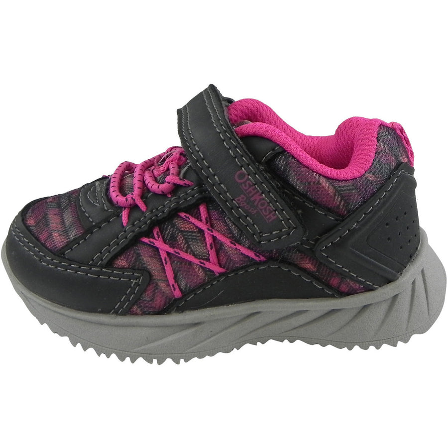 OshKosh Girl's Rivet Design Slip On Hook and Loop Sneaker Grey/Pink - Just Shoes for Kids
 - 2