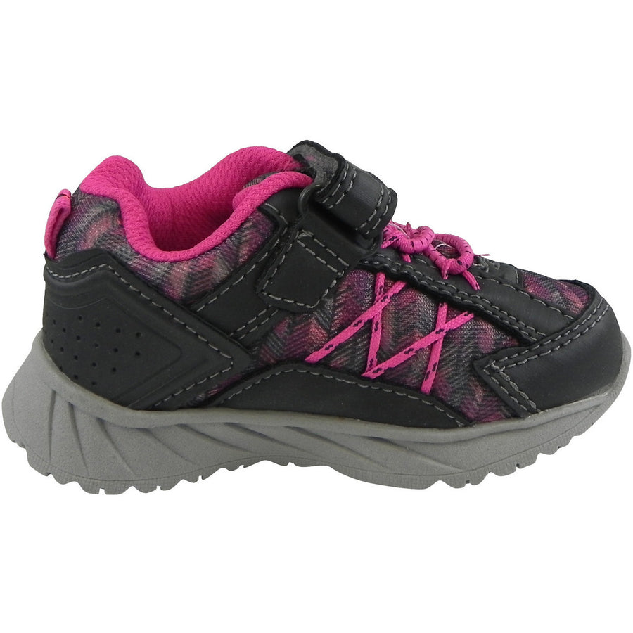 OshKosh Girl's Rivet Design Slip On Hook and Loop Sneaker Grey/Pink - Just Shoes for Kids
 - 4