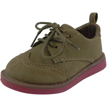 OshKosh Girl's Soft Faux Suede Classic Lace Up Oxford Loafer Shoes Tan - Just Shoes for Kids
 - 1