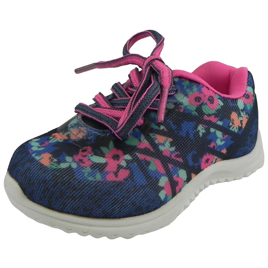 OshKosh Girl's Kova Comfortable Floral Easy On Lace Up Sneakers Blue/Pink - Just Shoes for Kids
 - 1