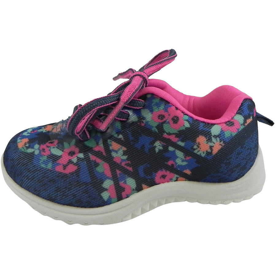 OshKosh Girl's Kova Comfortable Floral Easy On Lace Up Sneakers Blue/Pink - Just Shoes for Kids
 - 2