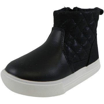 OshKosh Girl's Foxy Leather Quilted Zip Up Ankle Bootie Boots Shoes Black - Just Shoes for Kids
 - 1