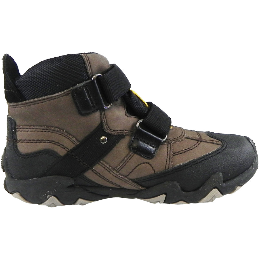 Umi Boy's Moabb Brown Black Durable Double Hook and Loop High Top Adventure Sneakers