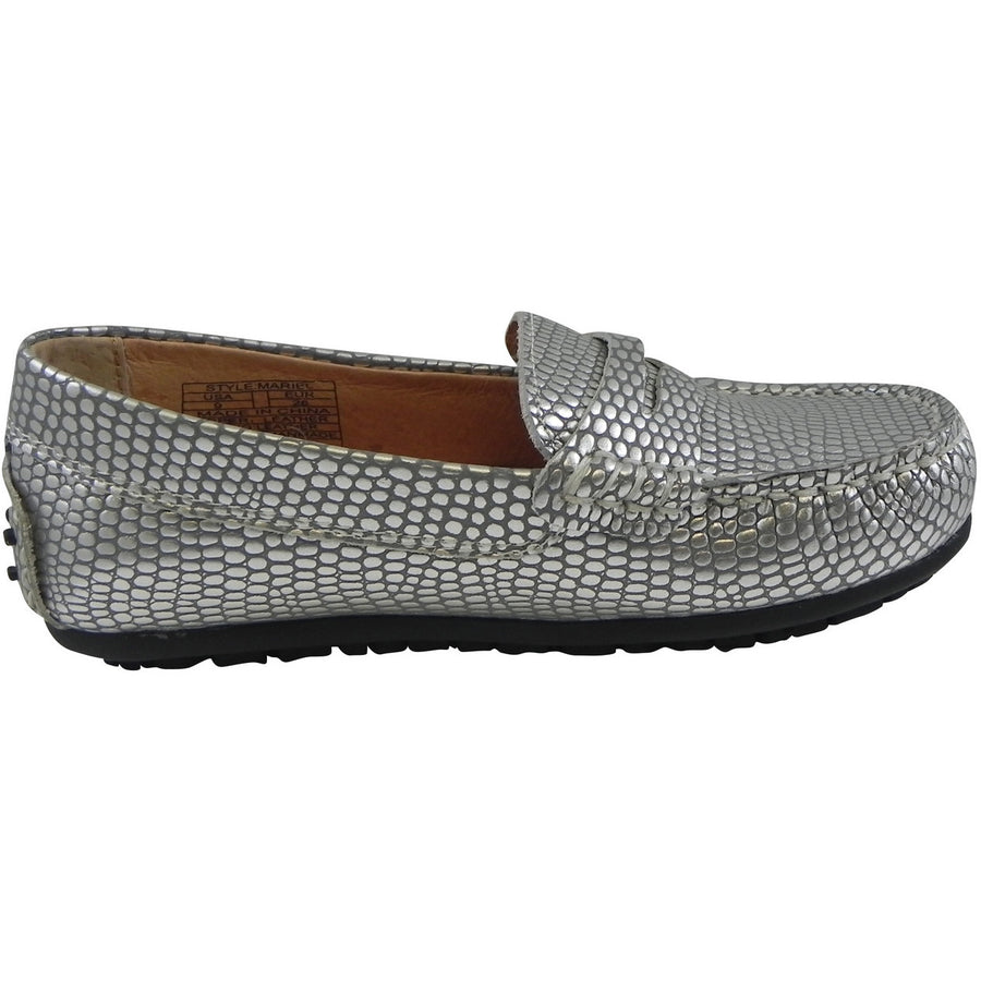 Umi Girl's Mariel Snake Print Slip On Moccasin Loafer Shoe Flats Silver - Just Shoes for Kids
 - 4