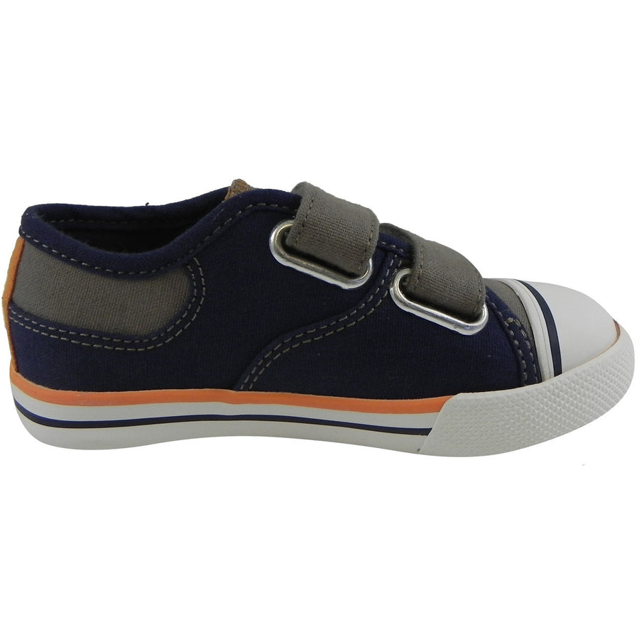 Umi Boy's Claud Canvas Double Hook and Loop Low Top Sneakers Navy/Taupe - Just Shoes for Kids
 - 4