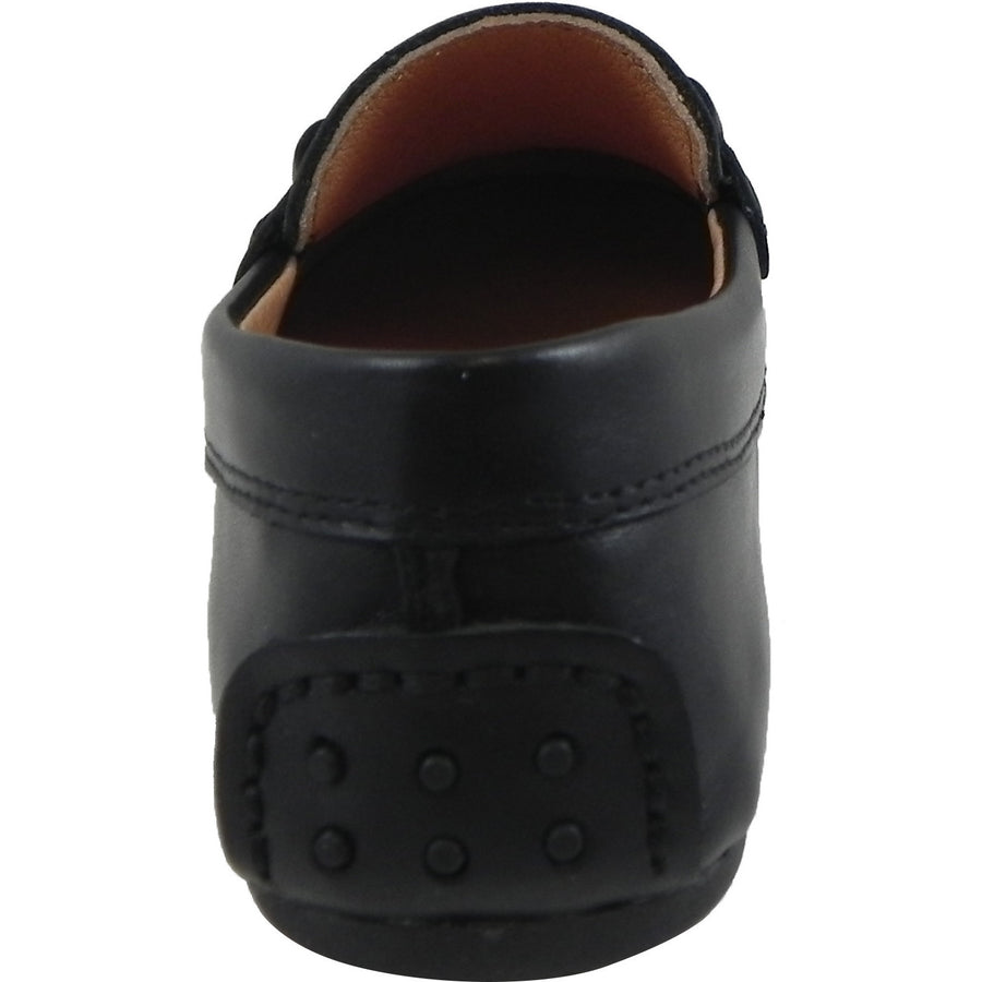 Umi Boy's Ira Leather Classic Slip On Oxford Hardware Detail Loafer Shoes Black - Just Shoes for Kids
 - 3