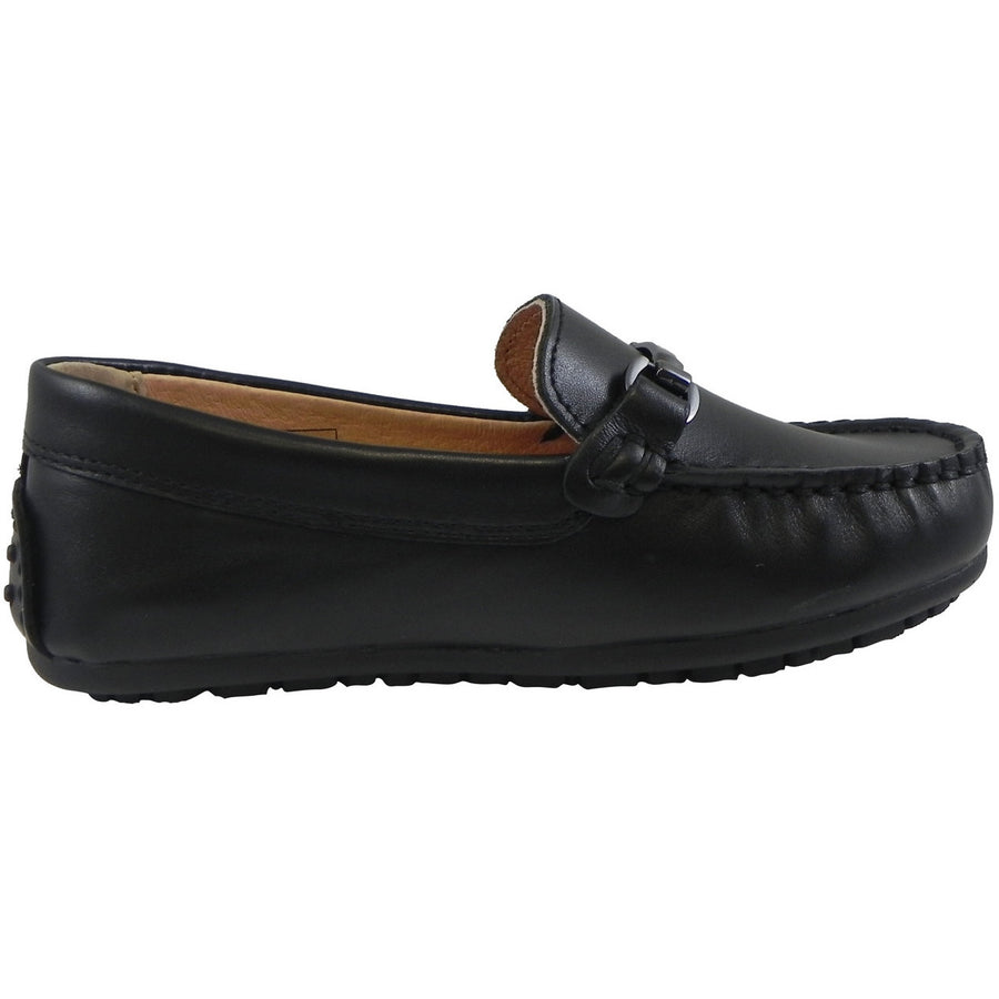 Umi Boy's Ira Leather Classic Slip On Oxford Hardware Detail Loafer Shoes Black - Just Shoes for Kids
 - 4